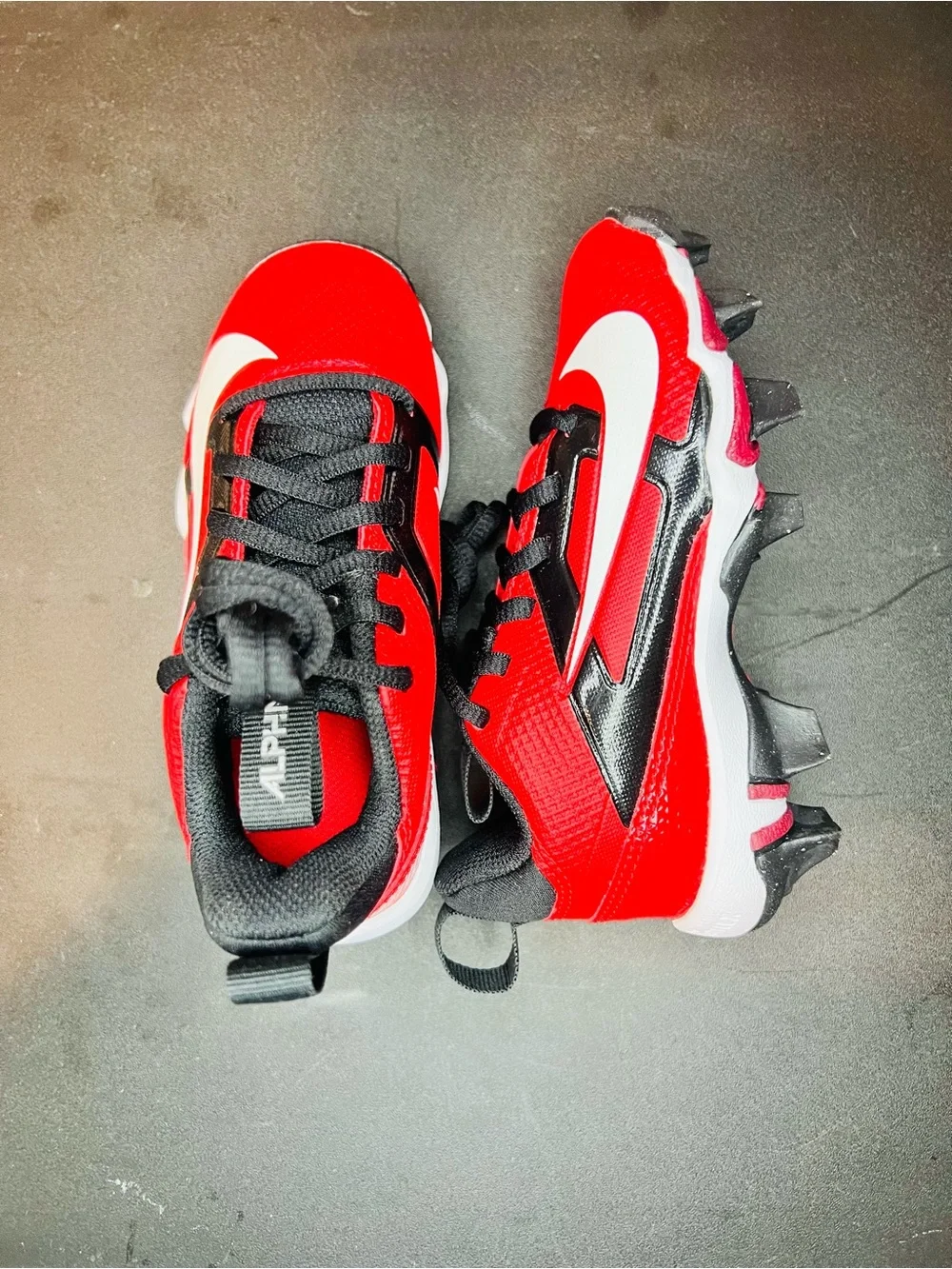 Nike Kids Red and Black Sneakers with Traction Sole